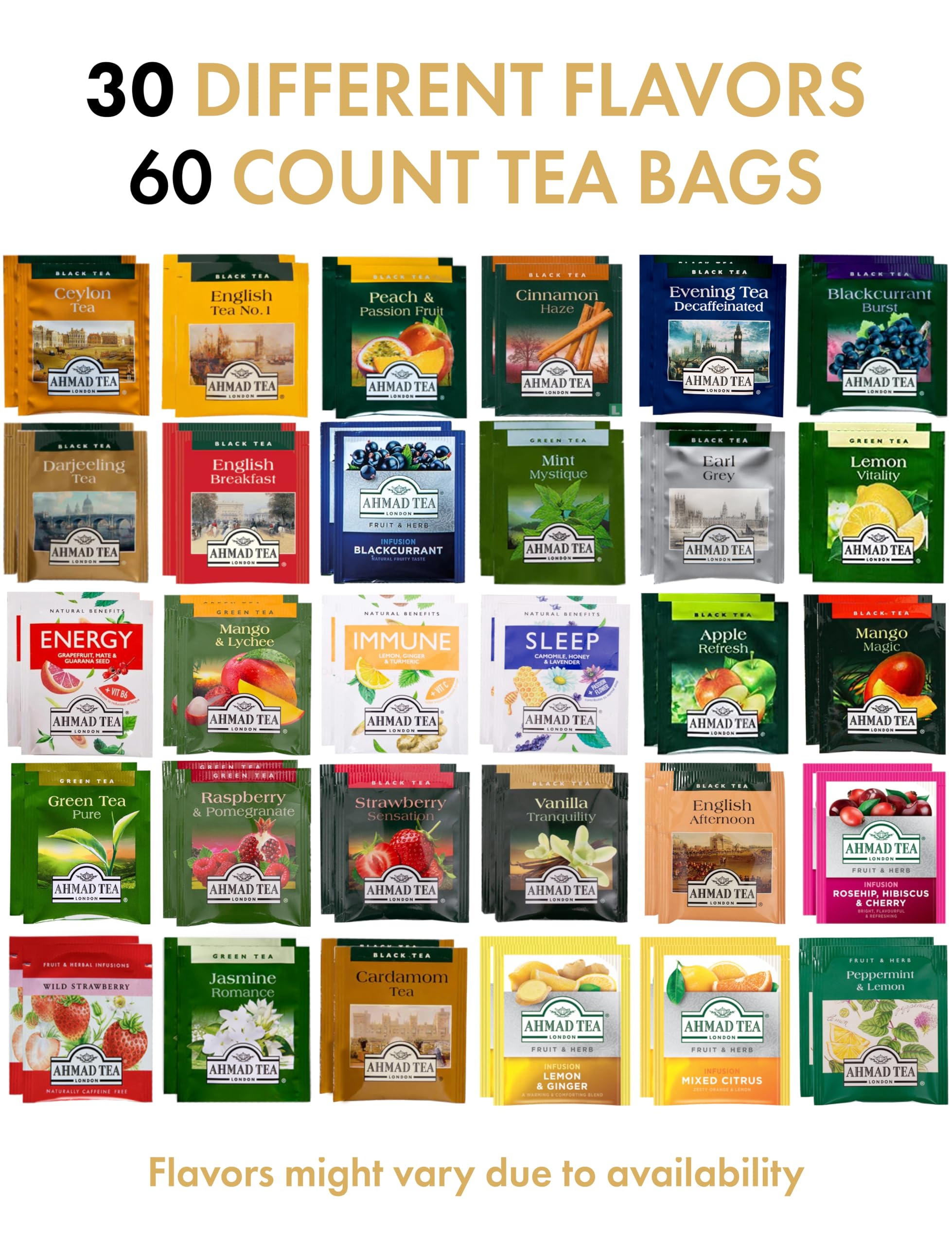 Amazon.com : Ahmad Tea Bags Sampler Assortment Variety Pack in